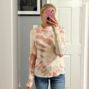 Free People Swirl Tie Dye Mock Neck Thermal Long Sleeve